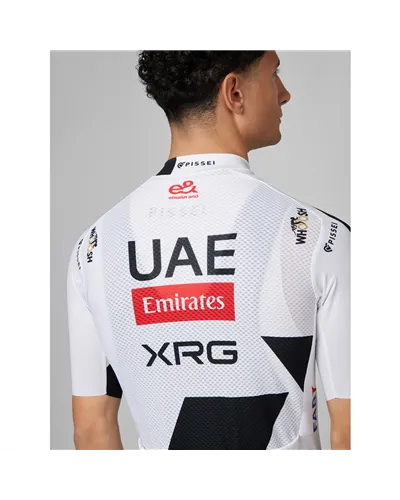 Pissei UAE Emirates XRG 2026 Team Replica Maglia Maniche Corte Full Zip Uomo, Bianco