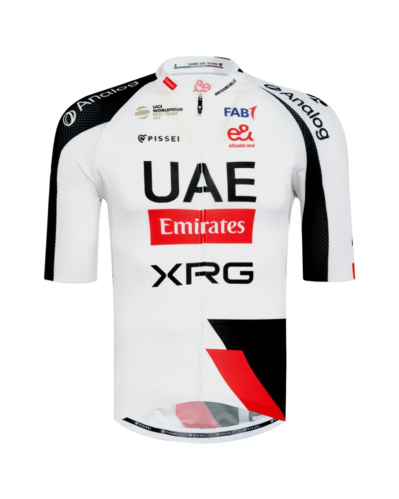 Pissei Magistrale Ultra UAE Emirates XRG 2026 Official Team Maglia Maniche Corte Full Zip Uomo, Bianco