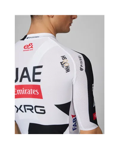 Pissei Magistrale Ultra UAE Emirates XRG 2026 Official Team Maglia Maniche Corte Full Zip Uomo, Bianco