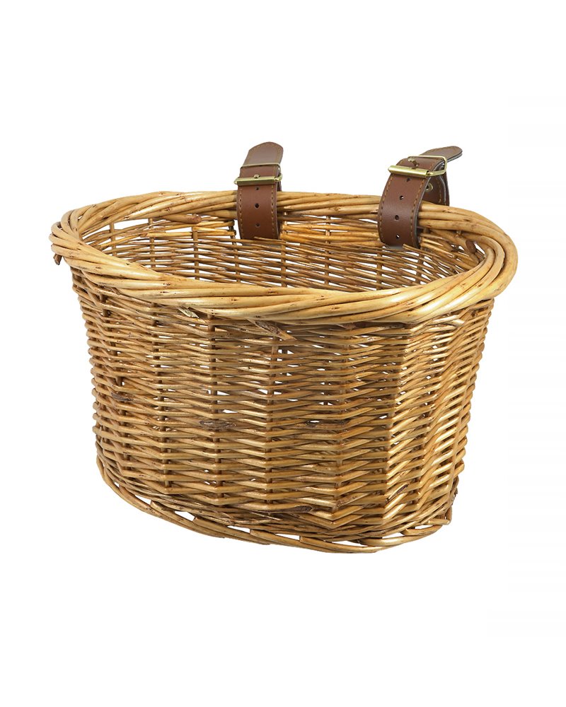 RMS Wicker Front Basket for Kid Bike, Natural , 26X19X16H cm, with Leather Laces