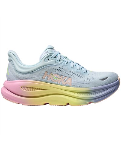 Hoka Bondi 9 Women's Running Shoes, Glimmering Blue/Overcast