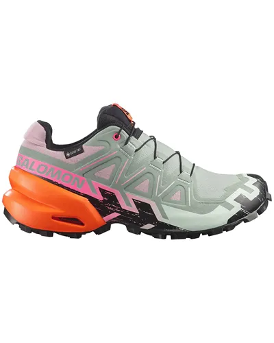 Salomon Speedcross 6 GTX Gore-Tex Icon Women's Trail Running Shoes, Black/Green Milieu/Dragon Fire