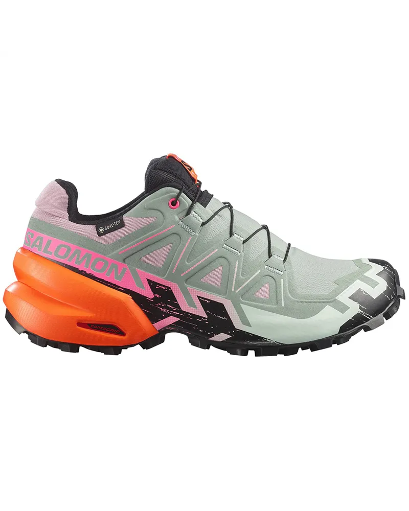 Salomon Speedcross 6 GTX Gore-Tex Icon Women's Trail Running Shoes, Black/Green Milieu/Dragon Fire