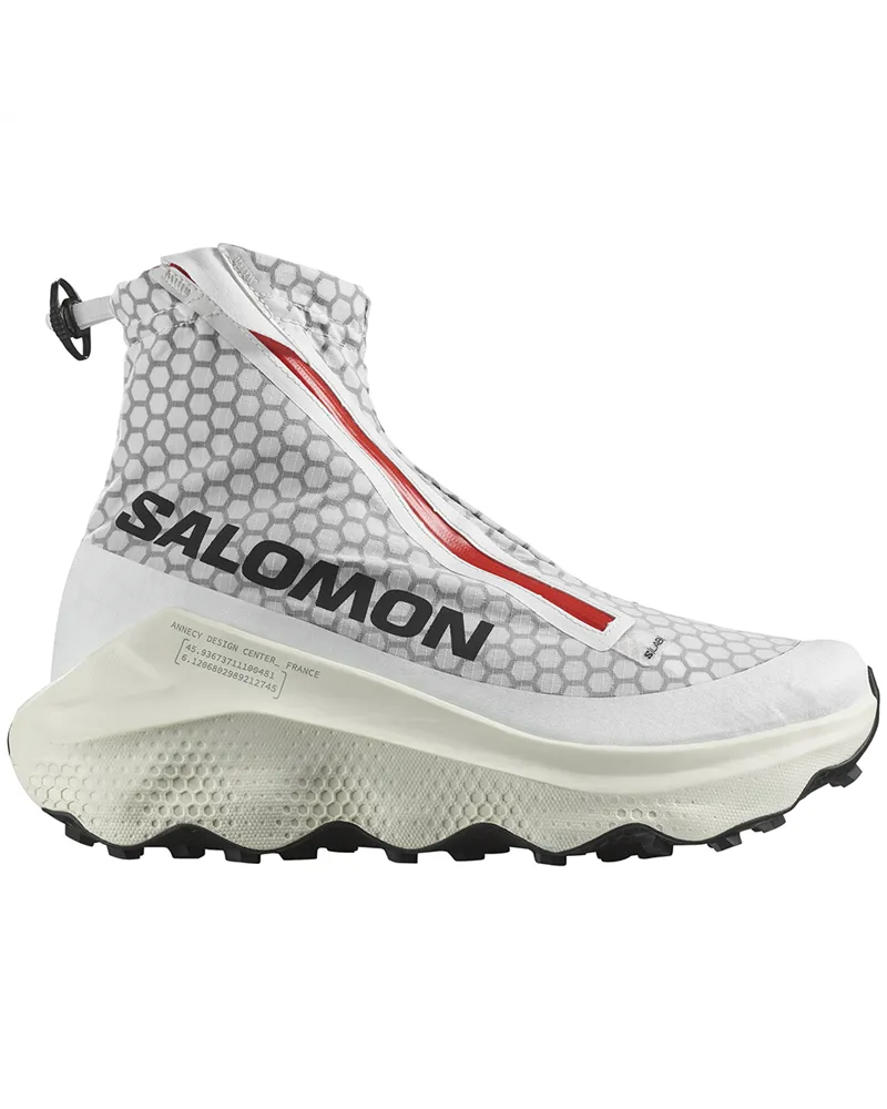 Salomon S/LAB Ultra Dust Unisex Trail Running Shoes, White/Fiery Red/Vanilla Ice