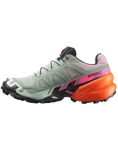 Salomon Speedcross 6 GTX Gore-Tex Icon Women's Trail Running Shoes, Black/Green Milieu/Dragon Fire