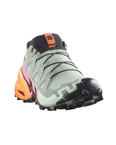 Salomon Speedcross 6 GTX Gore-Tex Icon Women's Trail Running Shoes, Black/Green Milieu/Dragon Fire