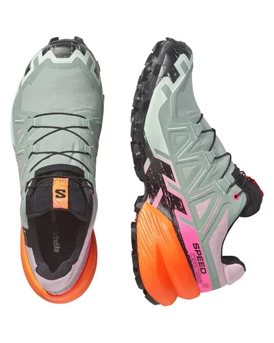 Salomon Speedcross 6 GTX Gore-Tex Icon Women's Trail Running Shoes, Black/Green Milieu/Dragon Fire
