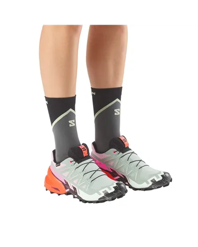 Salomon Speedcross 6 GTX Gore-Tex Icon Women's Trail Running Shoes, Black/Green Milieu/Dragon Fire