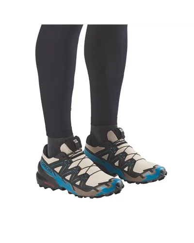 Salomon Speedcross 6 Men's Trail Running Shoes, Oxford Tan/Black/Mykonos Blue