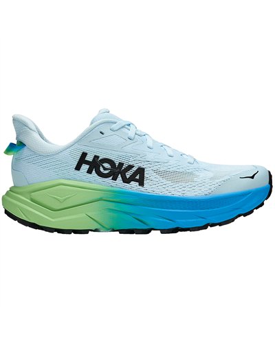 Hoka Challenger 8 Women's Trail Running Shoes, Glimmering Blue/Tart Apple