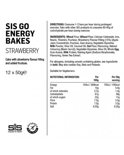 SIS GO Energy Bake Bar Strawberry Flavour, 50gr (12 bars box)