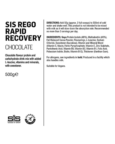 SIS REGO Clear Recovery Chocolate - Proteins and Cabohydrates Powder, 500 gr