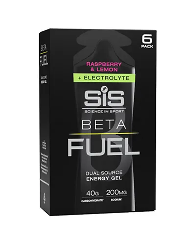 SIS Beta Fuel + Elettroliti Gel Energetico Gusto Lampone/Limone, Box 6 pz da 60ml