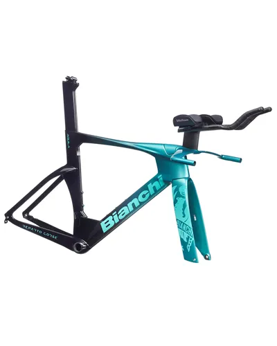 Bianchi Frameset Aquila TT Disc, ZY Metallic Celeste/Black UD Carbon Full Glossy MY25
